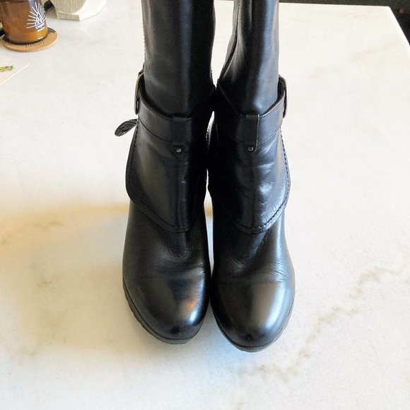 New! Blondo Canada tall black leather boots, waterproof, platform heels, buckles - Picture 7 of 9